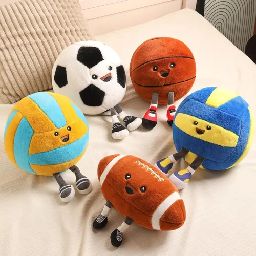Vista 4 de Divertida almohada de felpa de baloncesto con patas – Lindo juguete de animal de peluche para niños y niñas, regalo de almohada decorativa