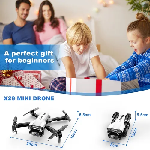 Vista 6 de Mini dron 1080P con cámara, dron para principiantes con luz, transmisión WiFi, inicio de una tecla, gestos selfie, waypoint fly, giro 3D, modo sin