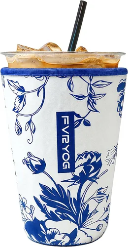 Vista 112 de Fundas de neopreno reutilizables aisladas para café helado, fundas para tazas de café helado, fundas para bebidas heladas y calientes