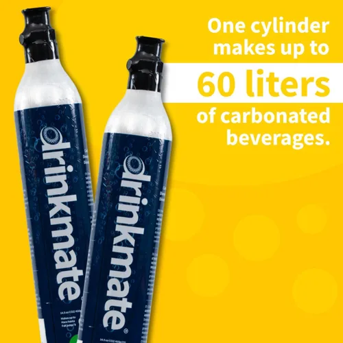 Vista 2 de Drinkmate Cilindros roscados de carbonatación de intercambio de CO2 de 60 L, compatible con SodaStream (tornillo), Aarke, Ninja Thirsti, 14.5 onzas