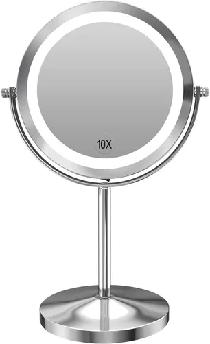 Vista 7 de Gospire Espejo de maquillaje iluminado de 7" con aumento 10X/1X doble cara Negro-7