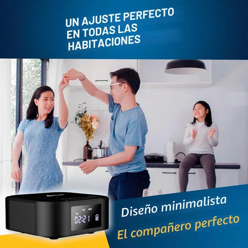 Vista 7 de E1 Portable CD Player Boombox, Built-in Subwoofer, Extra Bass Negro plateado
