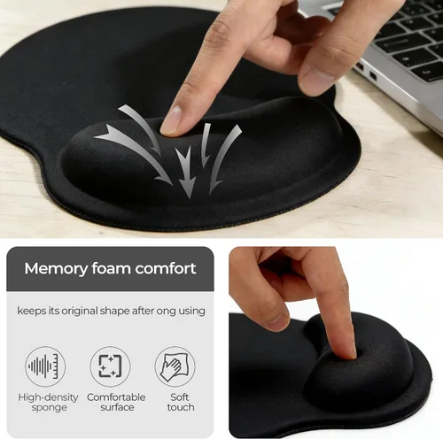 Vista 5 de Alfombrilla de mouse ergonómica con reposamuñecas, accesorios de escritorio de espuma viscoelástica para mujeres, alfombrilla de mouse