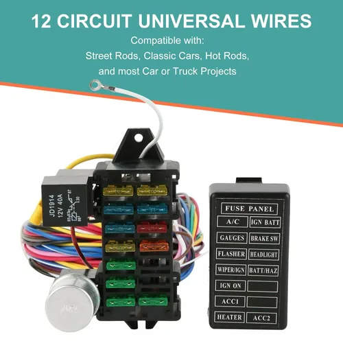 Vista 2 de Arnés universal de 12 cables de circuito apto para cables Muscle Car Hot Rod Street Rod XL