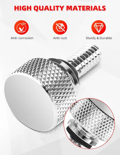 Vista 3 de Amazicha Tornillo de asiento de guardabarros de acero inoxidable, 2 unidades, rosca cromada de 1/4 "-20 compatible con Harley Davidson Touring