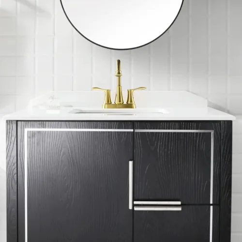 Vista 6 de PARLOS Grifo de lavabo de baño dorado cepillado de 4 pulgadas para tocador Oro cepillado