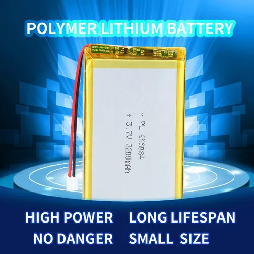 Vista 3 de 3.7V 3200mAh 655084 batería de iones de polímero de litio batería recargable Lipo con conector de paso de PH 0.079 in