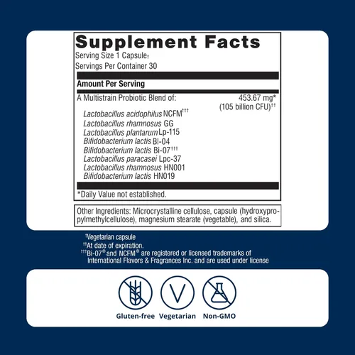 Vista 6 de Metagenics UltraFlora BiomePro Suplemento probiótico – Fórmula multicepa de 105 mil millones de UFC con Lactobacillus acidophilus – estable