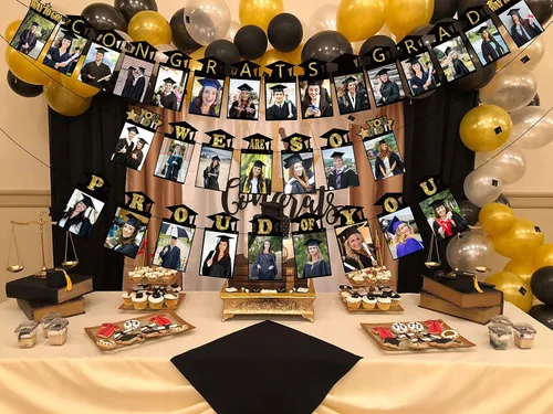 Vista 7 de 3 piezas adornos para la foto de la graduación 2021 – Felicidades graduado; Nos sentimos orgullosos de ti; guirnalda de Clase 2021; Decoraciones