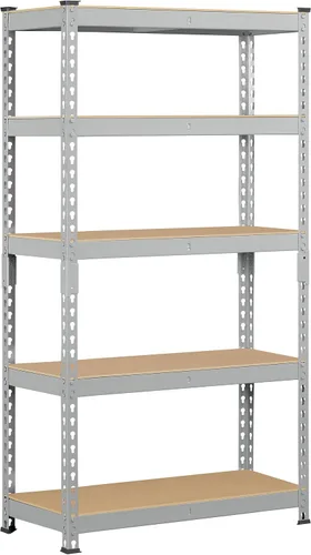 Vista 20 de Topeakmart Estantes utilitarios de 5 niveles, estantes de almacenamiento de metal, estanterías ajustables, montaje sin tornillos, estantes de Negro