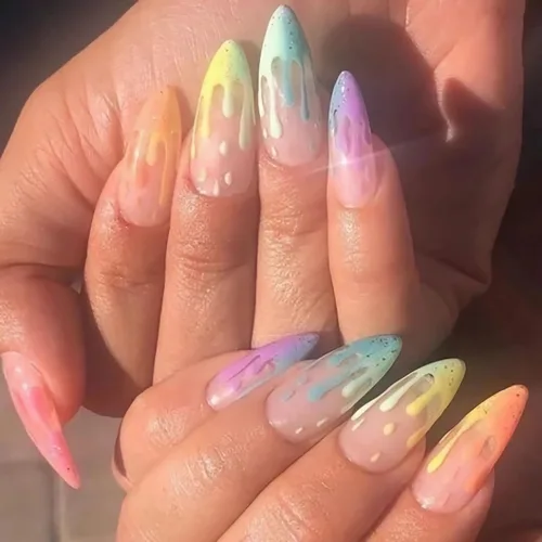 Vista 22 de BABALAL - Uñas postizas largas a presión, uñas postizas negras y rojas, uñas acrílicas de almendra con diseño gótico de vampiro, uñas adhesivas