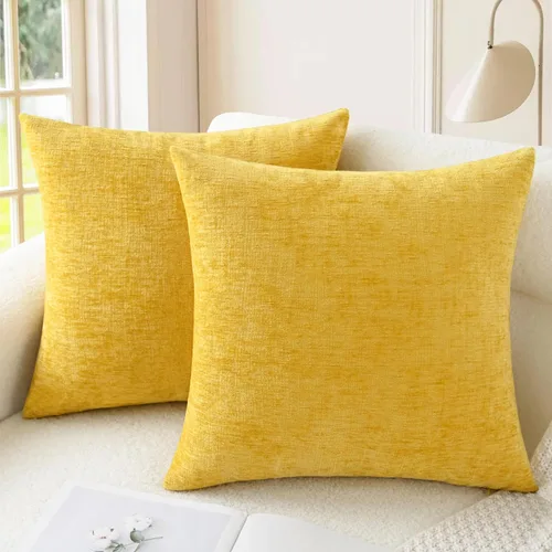 Vista 71 de CaliTime - Paquete de 2 fundas de almohada acogedoras para sofá, decoración del hogar, felpilla suave teñida sólida, 16 x 16 pulgadas, marrón Marrón