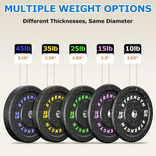 Vista 3 de XDDIAS Placas de parachoques de 2 pulgadas, juego de discos de peso olímpicos de goma para entrenamiento de fuerza en el gimnasio en casa, 20-260