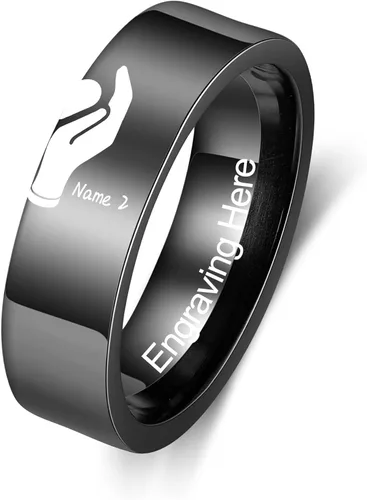Vista 7 de Fortheday Juego de anillos personalizados a juego para él y ella, anillos de promesa personalizados para parejas, juego de anillos de compromiso