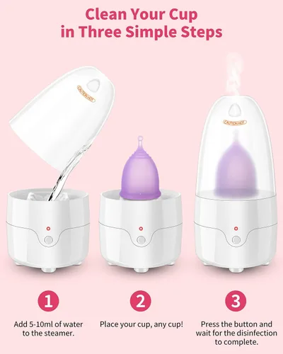 Vista 4 de Juego de 2 vasos menstruales reutilizables (tamaño pequeño y grande), silicona suave, cuello uterino bajo o alto, taza de período seguro, flujo