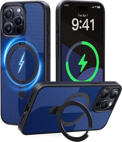 Vista 31 de CASEKOO - Funda diseñada para iPhone 14 Pro con soporte magnético invisible [protección contra caídas de grado militar] [compatible con MagSafe]