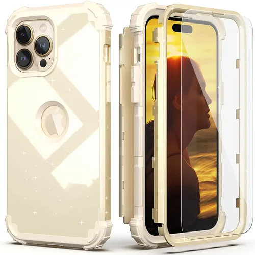 Vista 8 de IDweel Funda para iPhone 13 Pro Max con protector de pantalla (vidrio templado), funda para iPhone 13 Pro Max, protección resistente, híbrida 3