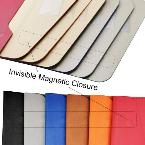 Vista 6 de Carpeta de archivos A4 de cuero PU Portafolio impermeable con cierre magnético invisible, color negro