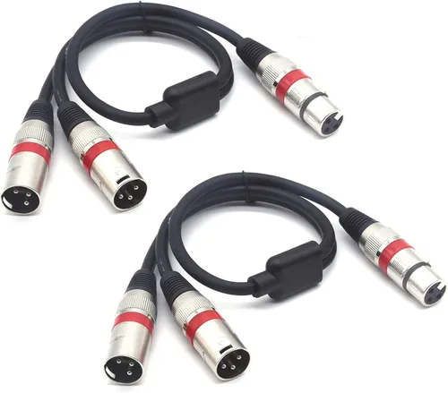 Vista 9 de Cable divisor XLR hembra a macho dual de 3 pines y cable de parche en Y para micrófono, adaptador de audio equilibrado (50CM)