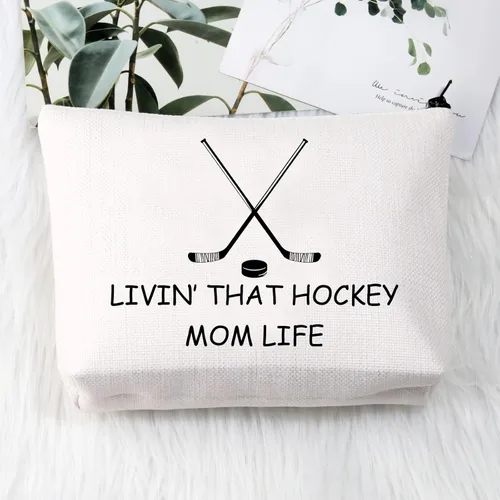Vista 5 de BDPWSS Bolsa de maquillaje de hockey, regalos para mamá, regalo de jugador de hockey sobre hielo, regalo para mamá, entrenador de hockey, regalo