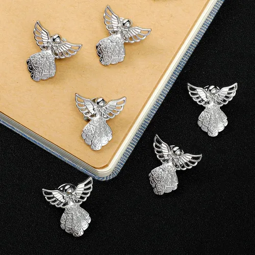 Vista 4 de Fumete Juego de 50 pines de ángel conmemorativo para funeraria, fichas de bolsillo para guardián, ángel de bolsillo de la suerte, paloma, tarjetas