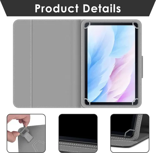 Vista 5 de DETUOSI Funda universal para tableta de 7.0 pulgadas, funda para tableta Android de 7 pulgadas, funda protectora portátil de viaje de piel sintética