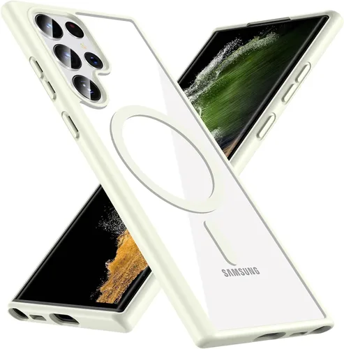 Vista 26 de Hensinple Funda Magnética para Samsung Galaxy S22, Funda para Teléfono Galaxy S22 [Compatible con MagSafe], Cubierta Magnética Transparente