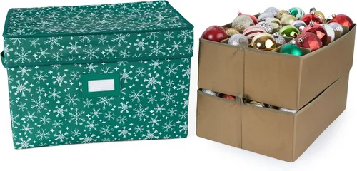 Vista 25 de Covermates Keepsakes – Caja de almacenamiento ajustable de 72 piezas – Capacidad para adornos de 4 pulgadas – Resistente – Asas – apilables