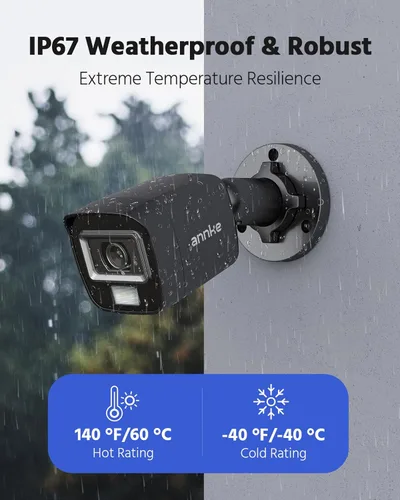 Vista 5 de ANNKE Paquete de 4 cámaras de seguridad HD TVI 1080P para interiores y exteriores, 1920TVL, IP66 impermeable, visión nocturna/diurna, cámara