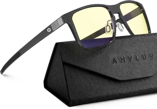 Vista 8 de ANYLUV Gafas de luz azul para hombre, lentes de bloqueo de luz azul: gafas ligeras de luz azul para hombres, marcos de fibra de carbono, regalo