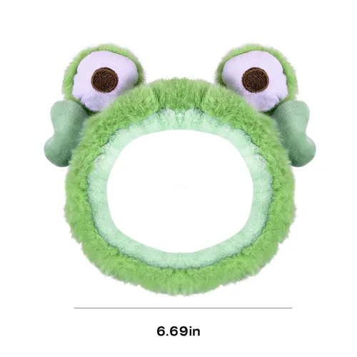 Vista 6 de Miroksh Diadema Kawaii esponjosa para spa, linda diadema de rana verde para mujeres y niñas, lavado de cara, maquillaje, fiesta de niños, forro