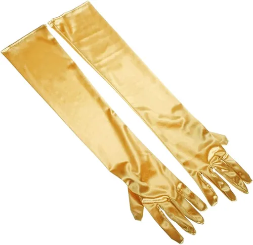 Vista 8 de Guantes largos de satén para mujer, guantes elásticos de fiesta de ópera de los años 20, blanco, negro, rojo, guantes de fiesta de noche
