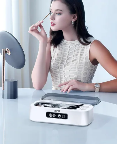 Vista 7 de SUNPOW Máquina Limpiadora Ultrasónica de Joyería – Cámaras Duales para Lentes de Contacto y Joyas, Limpiador Sónico de 45kHz para Plata y Oro