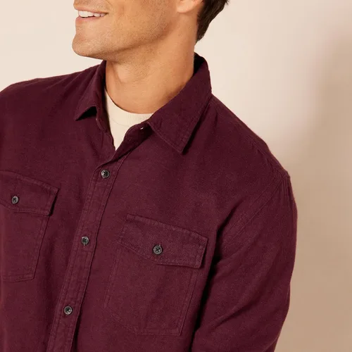 Vista 4 de Tienda Essentials - Camisa de franela de manga larga, con ajuste regular y dos bolsillos para hombre