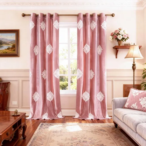 Vista 20 de VOGOL Cortinas opacas bordadas para sala de estar, paneles de cortina de terciopelo azul para dormitorio, 52 x 63 pulgadas, 2 paneles