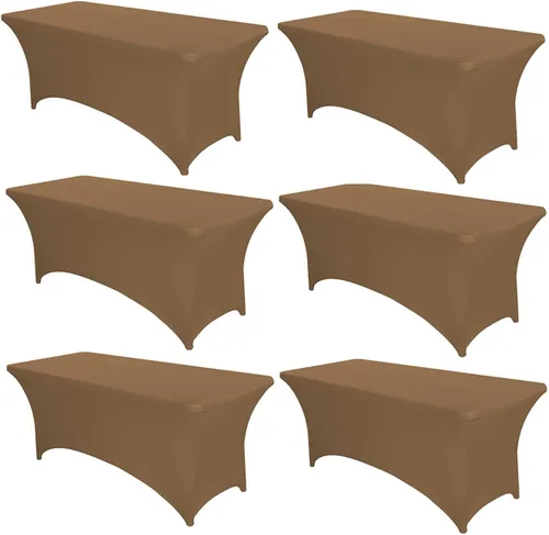 Vista 24 de PTC21B - Juego de 6 manteles elásticos de 6 pies, color negro, rectangular, ajustable, lavable, de elastano, para fiestas, bodas, cócteles