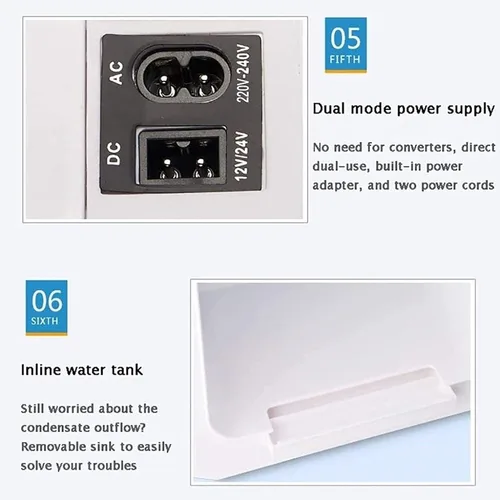 Vista 6 de Refrigerador portátil pequeño de 15 L/16 cuartos para auto de 12 V/24 V/110 V, refrigerador y caja calentadora, congelador de alimentos de viaje