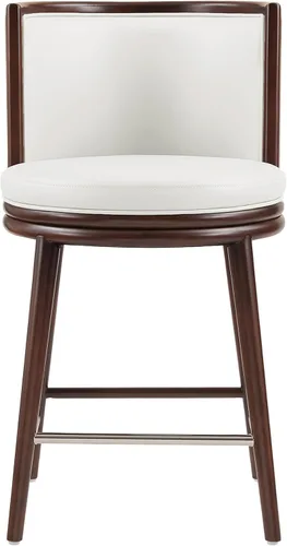 Vista 17 de Manhattan Comfort Taburete tapizado de madera moderno Evalyn Crema