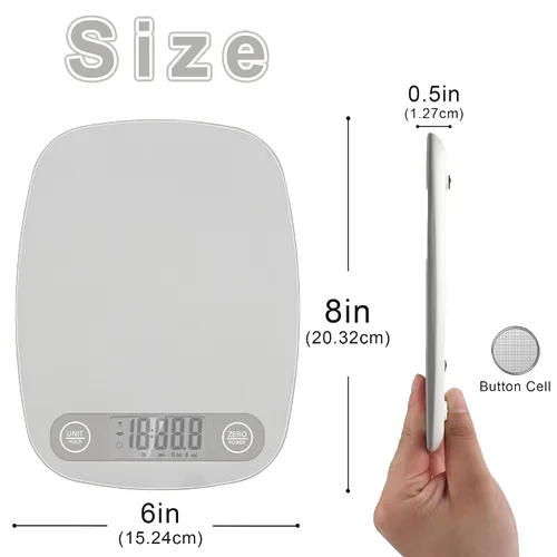 Vista 3 de Food Scale Kitchen-Scale 11lb/5kg Food Scale for Kitchen Stainless Steel LCD Display Tare Function (g/oz/ml) for Meal Prep Coffee