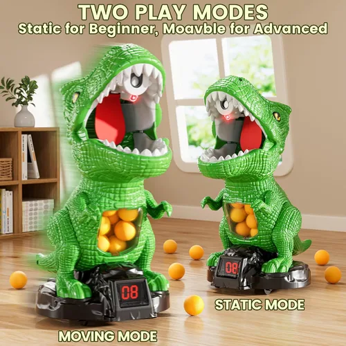 Vista 5 de Disparo de dinosaurios movibles para juguetes para niños de 4 a 6 años, juegos electrónicos para niños con lanzador de bomba de aire, registro