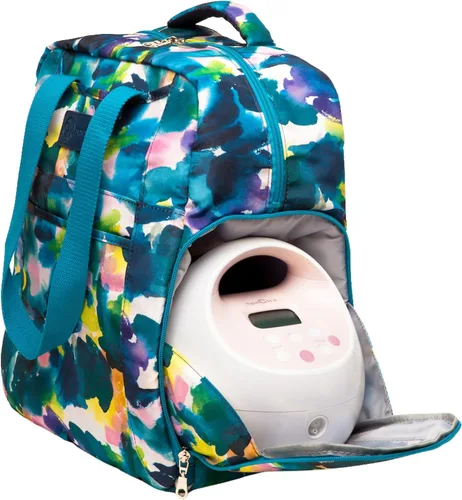 Vista 11 de Bolsa Kelly con extractor de leche Sarah Wells, color blanco y negro
