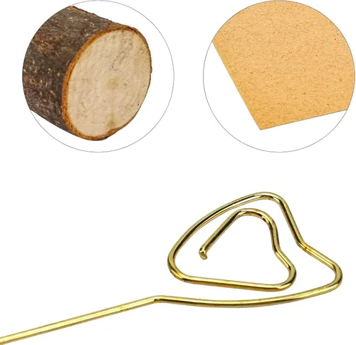 Vista 3 de 20 soportes para tarjetas de lugar de madera rústica y 30 tarjetas de lugar de papel Kraft, soporte de madera para números de mesa, soporte