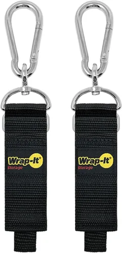 Vista 21 de Correa de almacenamiento Wrap-It con gancho y enganche - Paquete surtido de 3 piezas en negro - Soporte resistente para cables de extensión
