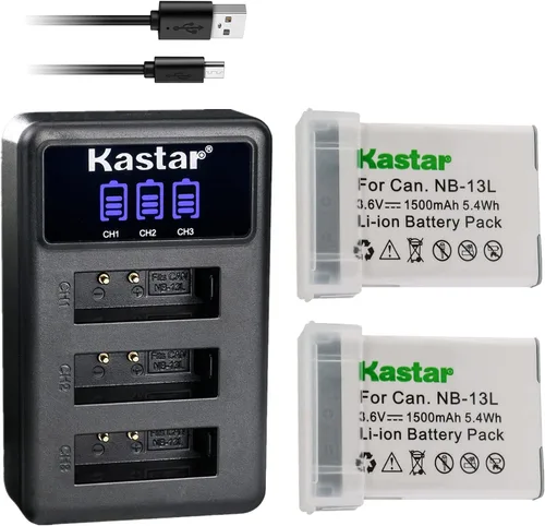 Vista 7 de Kastar NB-13L - Cargador de batería USB triple LCD compatible con Canon PowerShot SX620 HS, PowerShot SX720 HS, PowerShot SX730 HS, PowerShot SX740
