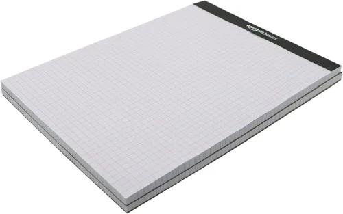 Vista 2 de Amazon Basics Bloc de papel cuadriculado de cuatro rayas, paquete de 2, 8.5 x 11.75 pulgadas, 100 hojas/bloc, color blanco