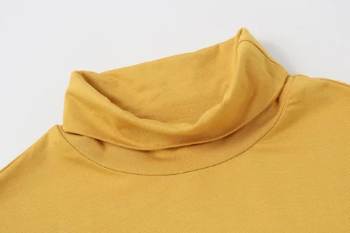 Vista 4 de Formeet17 Paquete de 2 camisetas de manga larga con cuello alto para mujer, básica, elástica, cómoda, cuello alto
