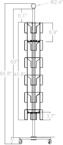 Vista 5 de FixtureDisplays® 24 bolsillos de 5.5" de ancho de bolsillo (se ajusta a 5x7") Pantalla vertical para tarjetas de felicitación giratoria Estante
