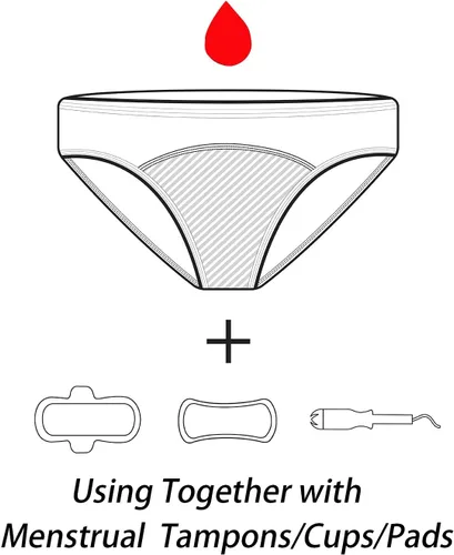 Vista 3 de Anna & Eric Paquete de 4 bragas protectoras para adolescentes y niñas, a prueba de fugas, ropa interior de flujo pesado para mujeres posparto