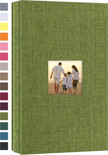 Vista 38 de potricher - Álbum de fotos pequeño para 100 fotos de 4 x 6 pulgadas, con portada de lino con foto, familiar, para bodas, aniversarios, bebés o Beige