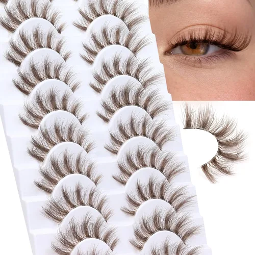 Vista 12 de Veleasha Lash Kit Brown False Eyelashes Wispy Strip Lashes Natural Look